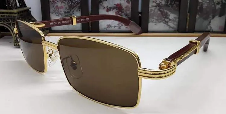Modische Büffelhorn-Brille für Damen und Herren, Sonnenbrille, Retro-Brille, Holz-Sonnenbrille, vollrandlose Sport-Sonnenbrille mit Box243S