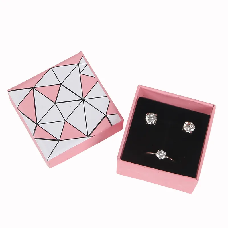 Caja de joyería de geometría Simple SevenIrregular, caja de regalo de anillo de tendencia, almacenamiento de joyería rosa y blanco para collar, colgante estilo Issey Dis288I
