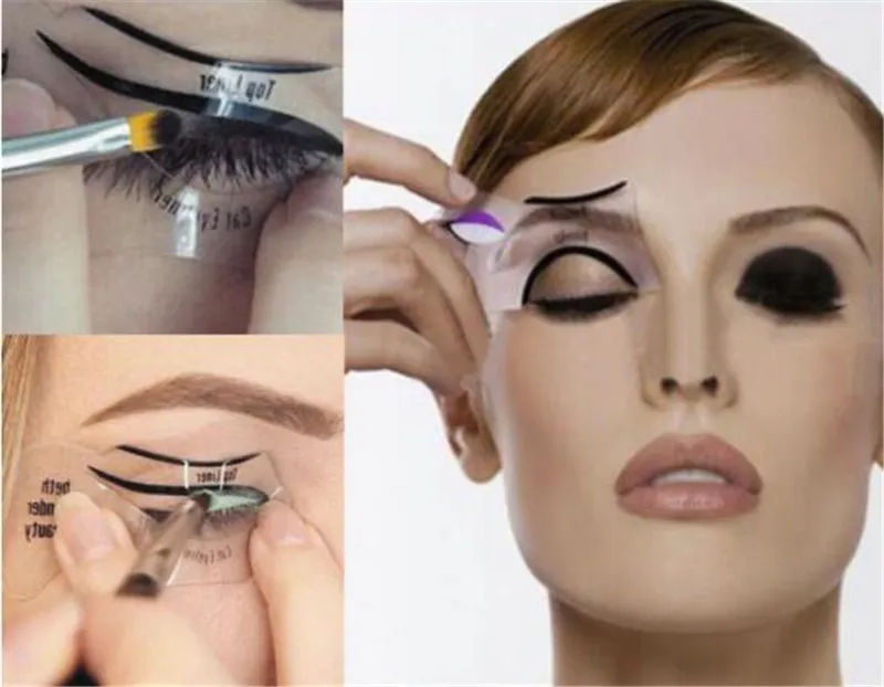 10 pièces Eyeliner pochoir oeil de chat queue de poisson Double aile Eyeliner pochoir modèles modèle outils de mise en forme sourcils modèle carte Diy8901628