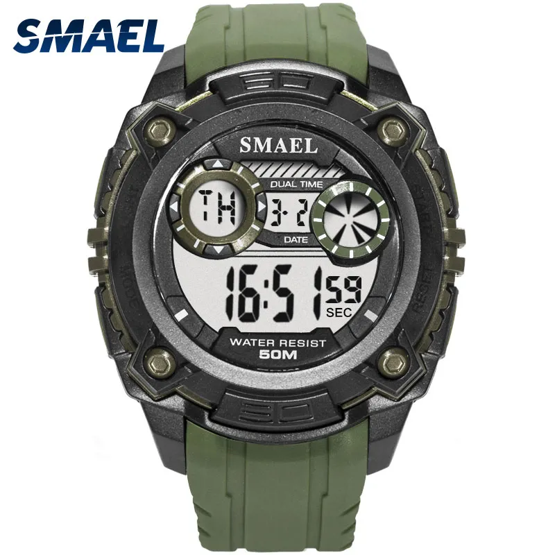 Роскошные мужские часы 50 м водонепроницаемые SMAEL лучший бренд светодиодные спортивные часы S Shock армейские часы мужские военные 1390 светодиодные цифровые наручные часыe302Q