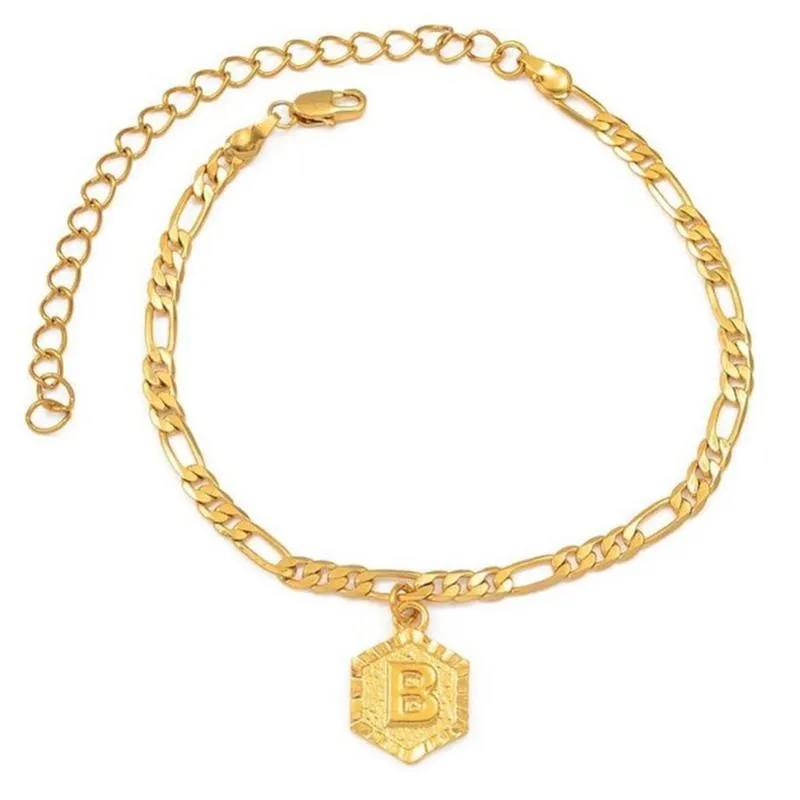 26 lettres anglaises nom initiales bracelet de cheville en or pour hommes femmes réglable bijoux de mode Boho bracelet de cheville cadeau 2020 nouvelle arrivée 291I