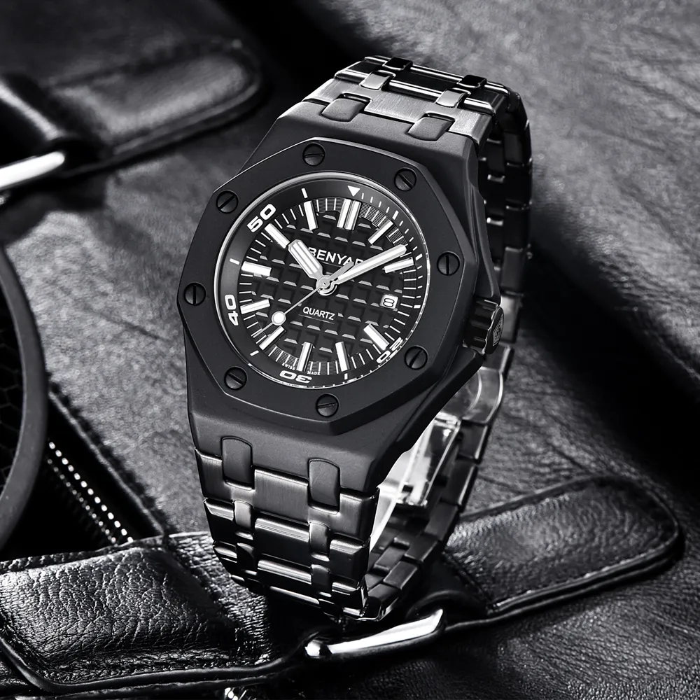 BENYAR Quartz hommes montres décontracté 30M étanche Sport montre hommes en acier inoxydable montre-bracelet hommes reloj hombre New233w