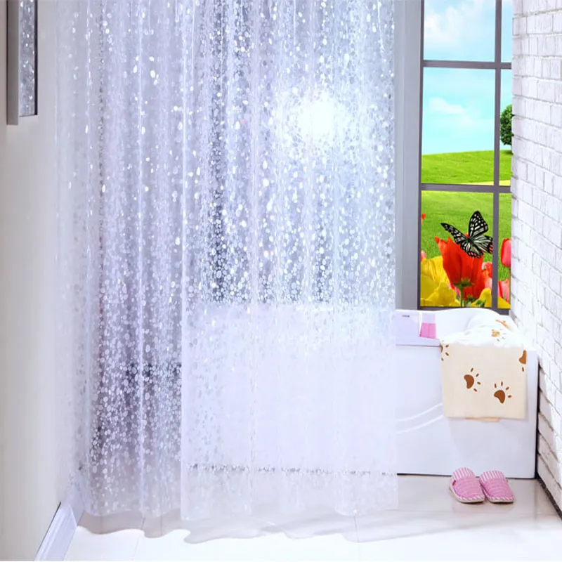 Ufriday PVC 3D 방수 샤워 커튼 투명한 흰색 맑은 욕실 커튼 목욕 후크 목욕 스크린 뉴3132