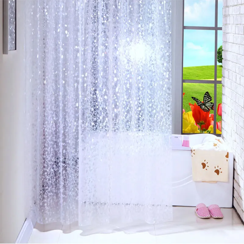 UFRIDAY PVC 3D Waterproof Shower Curtain Transparent White Clear Bathroom Curtain Bath With Hooks Bath Screen New3132