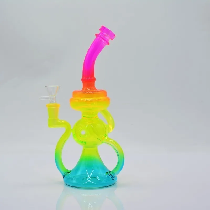 Bong Rasta Recycler da 10 pollici Bong in vetro unico l'acqua in vendita Inebriante Dab Rig in vetro con impianto petrolifero smerigliato Banger