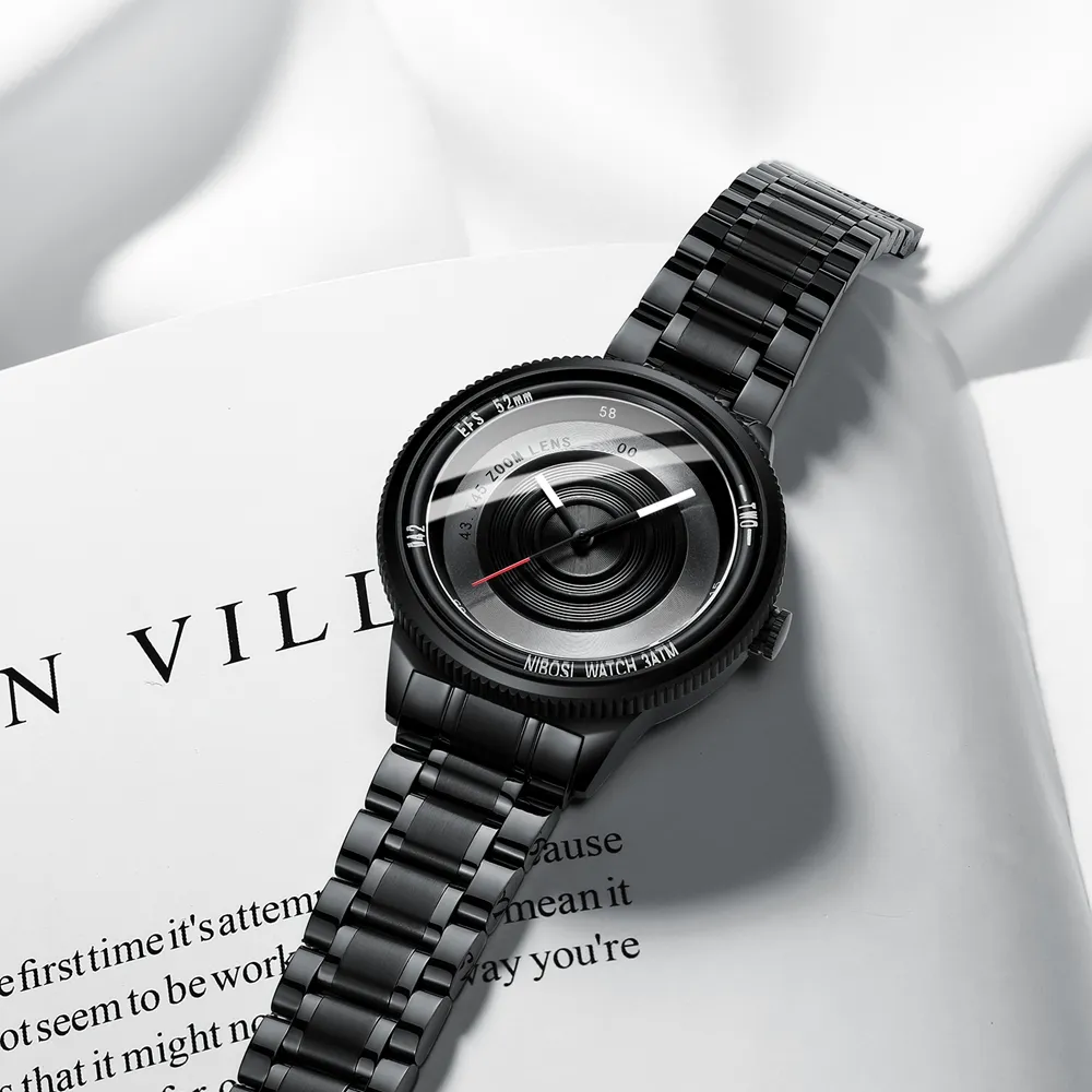 Nibosi luksusowe mężczyźni obserwuj kobiety unikalny kreatywny styl pisarza unisex wodoodporne kwarcowe zegarek