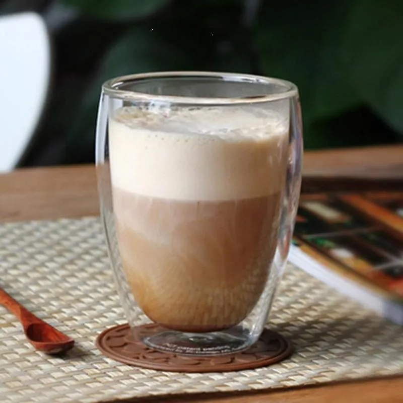 Creatieve Drinkware Mokken Hittebestendige Dubbelwandige Glazen Mok Transparante Theekopjes Koffie Melk Sap Gezonde Drank Mug188c