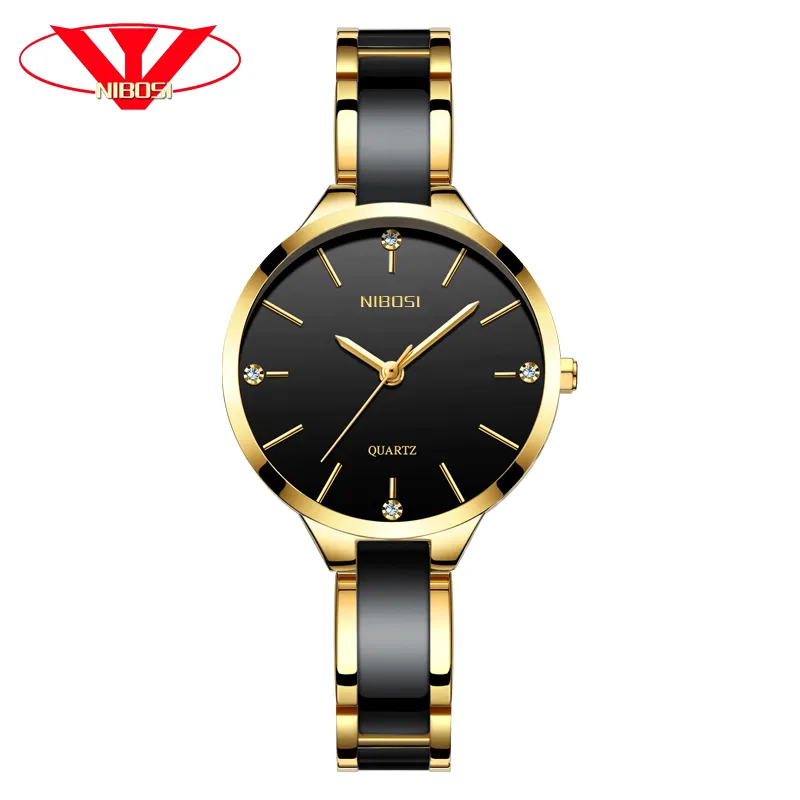 Nibosi regarde les femmes regardes dames créatives bracelet en céramique pour femmes regardes la chronomètre féminin Regio Feminino Montre Femme233f