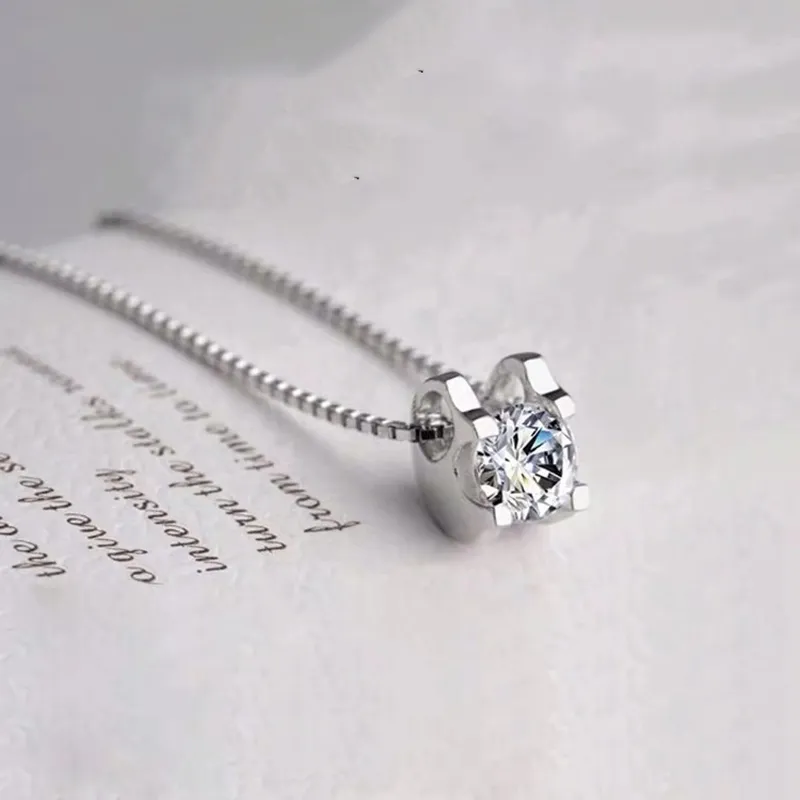 BoeyCjr 925 Silver 05CT1CT2CT F Color Moissanite VVS Elegancki Naszyjnik wiszący ślub