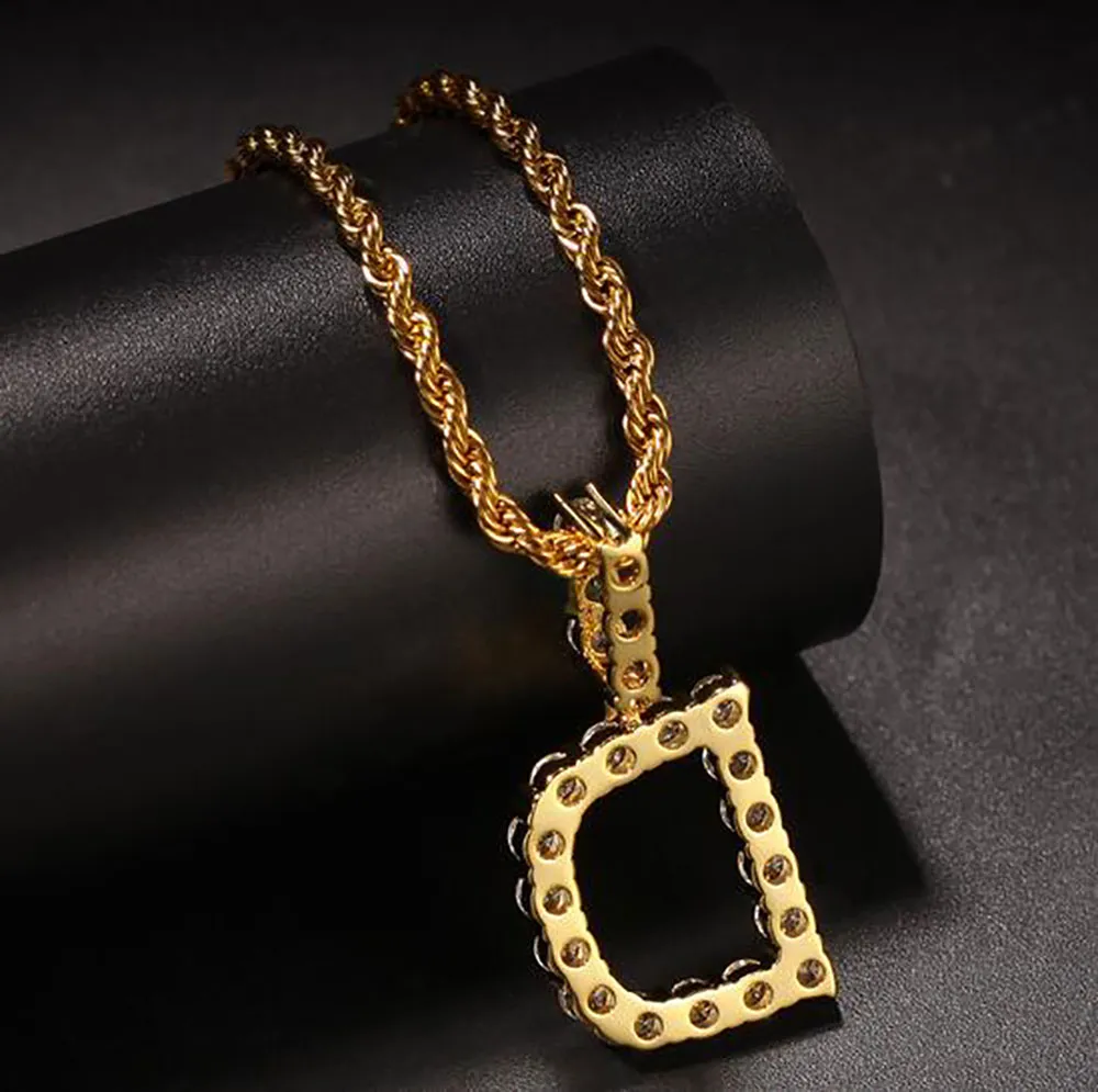A-Z Anpassade namnbokstäver Inledande bokstavshängen Halsband Charm Men 'Women Zircon Hip Hop Jewelry 24inch 3mm Gold Silver Tenni225K