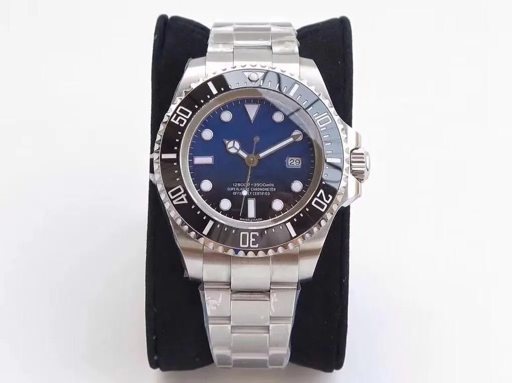 Men Watch D Blue SEA-DWELLER Ceramic Bezel 44mm Stainless Steel BLSO Automatic Black Diver Mens Watches Wristwatches243b