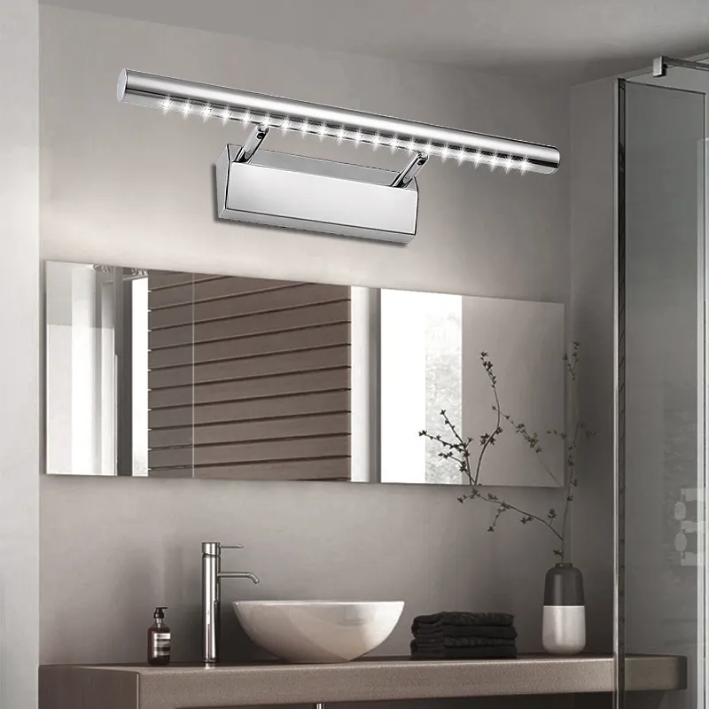 스테인레스 스틸 미러 헤드 라이트 따뜻한 흰색 LED 벽 램프 5W 7W 180 ﾰ 조절 가능한 욕실 침실 화장실 메이크업 조명 벽화 Light296S