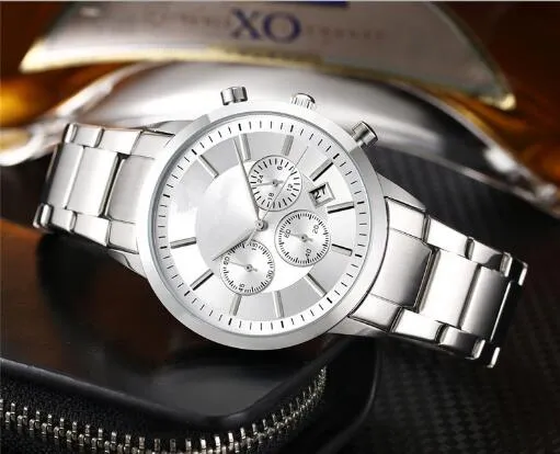 Artikelen TOP Fashion horloge Luxe stalen quartz herenhorloge Sport Leren stopwatch Chronograaf Horloges Leven Waterdicht mannelijk 312J
