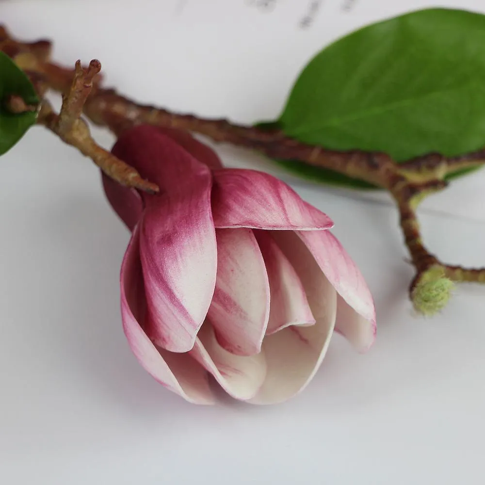 Dekoracyjne kwiaty wieńce Rinlong sztuczny magnolia jedwabny jedwabny łodyg Fall Decor Flower for Wash Wazon Kitchen Decoration1237i