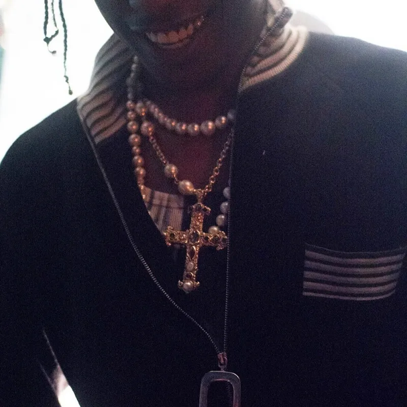 Collana di perle da uomo Fashion Hip Hop Hop Sfera in acciaio inossidabile Collacce della catena delle clavicole perline291J 291J