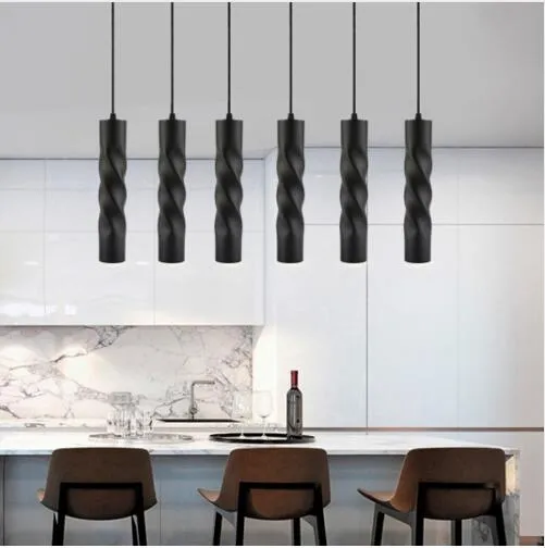 Lampe suspendue à intensité variable, luminaire décoratif d'intérieur, idéal pour une cuisine, une salle à manger, un comptoir de bar, un tuyau cylindrique, une cuisine, 283T