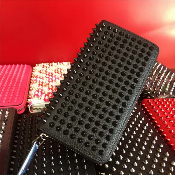 Men Women Color Rivets Purse Studded Wallets Zipper Clutch Candy Color Punk Purse Rivets wallet300j