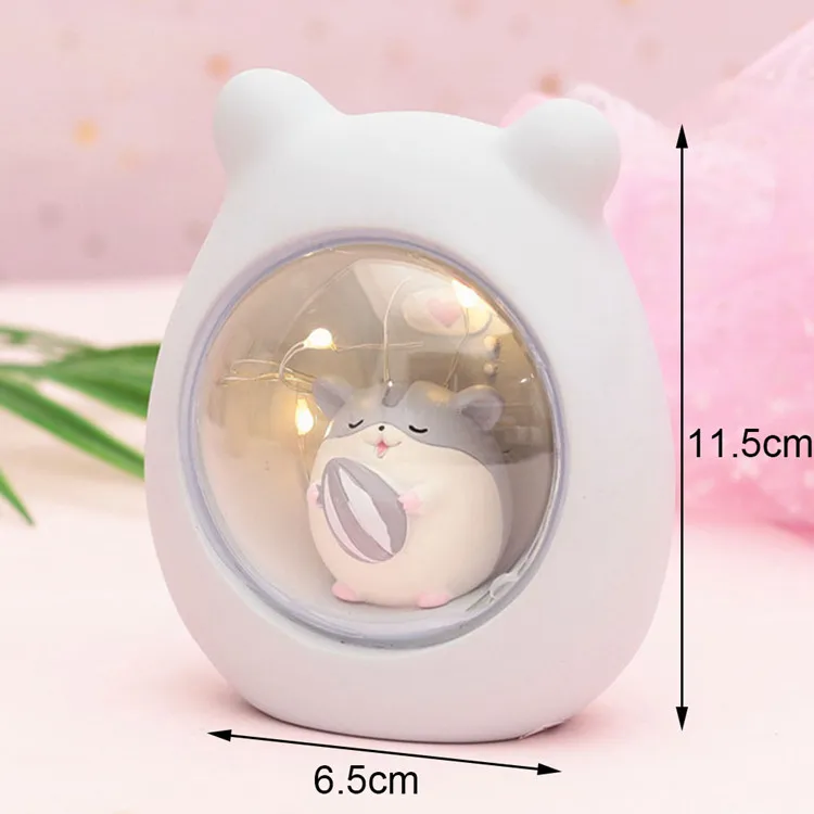 Cartoon Hamster Night Lights carino bambini Destinazione decorativa Destina a led Lampadside Nursery Lamp Desktop Camera Atmosfera Light305D Light305D