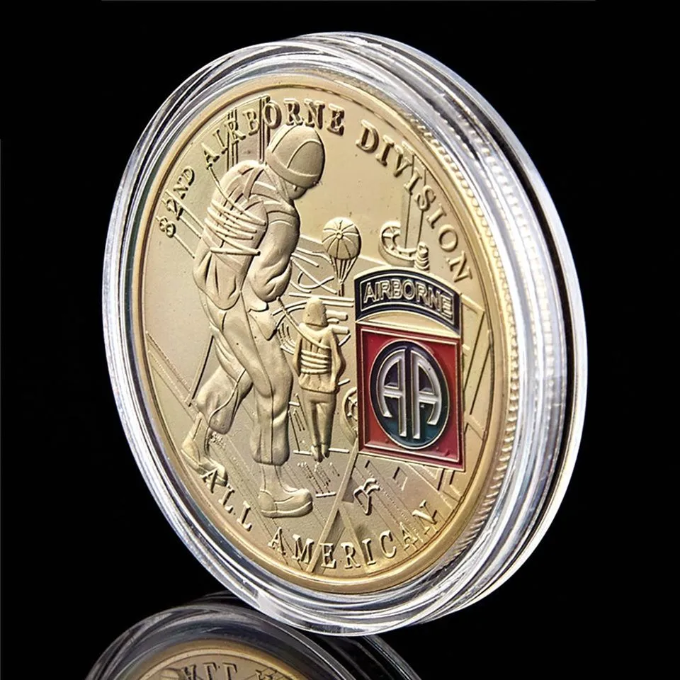 US Military Craft Army 82nd Airborne Division Eagle 1oz Gold Plated Challenge Coin Gift Collectible Wcapsule6919410