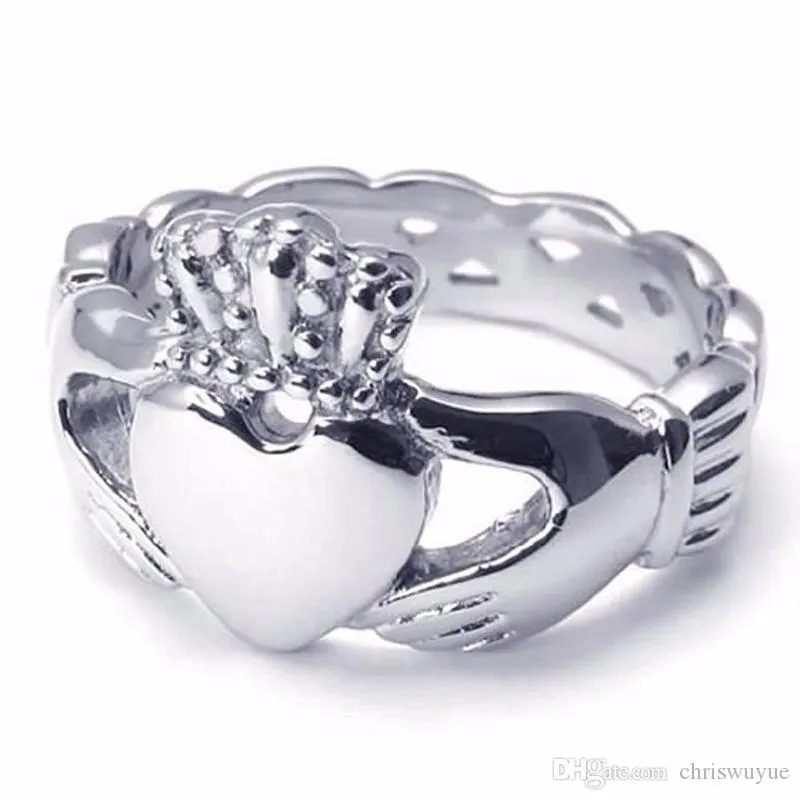 أزياء الفولاذ المقاوم للصدأ الفرقة Claddagh Heart Crown Love Mens Womens Ring Gold Size 6 7 8 9 10 11 12 13273z