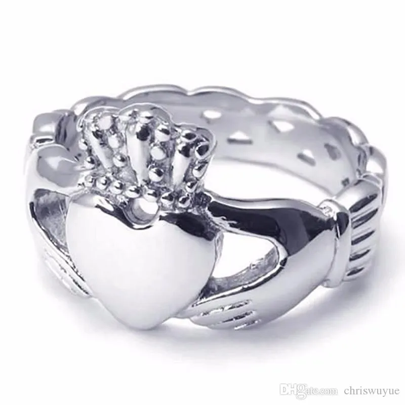 Modna opaska ze stali nierdzewnej Claddagh Heart Crown Miłość męska Pierścień damski Złoty rozmiar 6 7 8 9 10 11 12 13273z