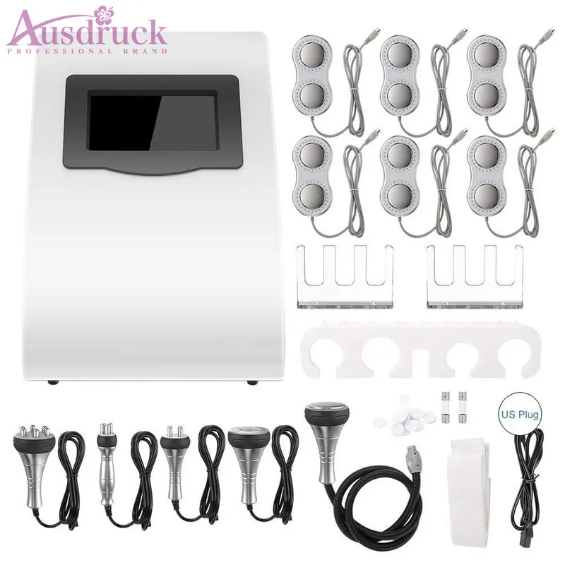 Ny modell 40K Ultraljudsfettsugning Kavitation 6 Pads EMS MicroCurrent Bio Laser Vacuum RF Skin Care Salon Spa Slimming Machine