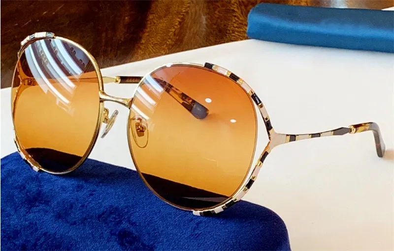 Nowe projektantki mody kobiety okulary przeciwsłoneczne 0595 Duża rama okrągła pusta rama prosta popularne okulary najwyższej jakości obiektyw UV400 Outdoor EY273A