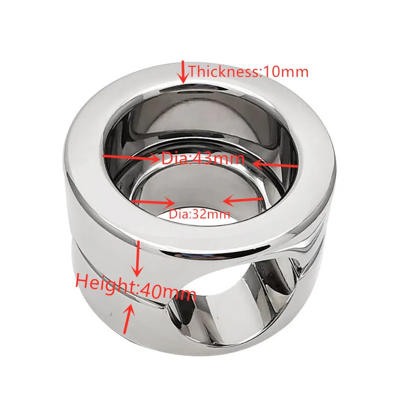 Height 40mm heavy stainless steel Ball Scrotum Stretcher penis cock ring metal Locking pendant erection CBT Chrome male sex toy T22912233