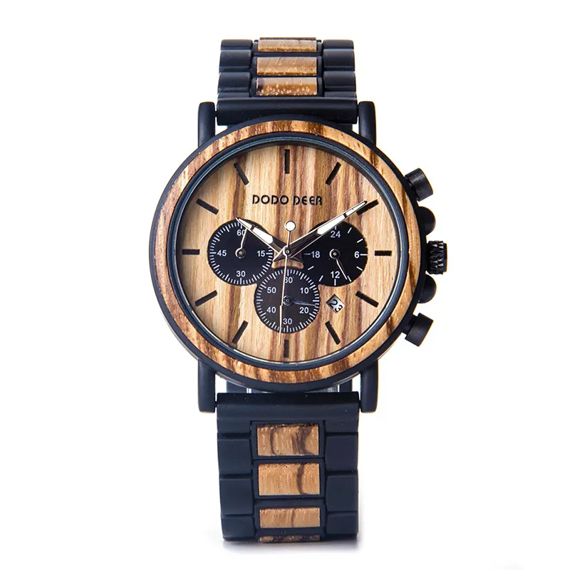 2020luxury Designer Wood Watch Men039S متعددة الوظائف مشاهدة الليزر المخصص Crossborder Novelty Leisure5771121