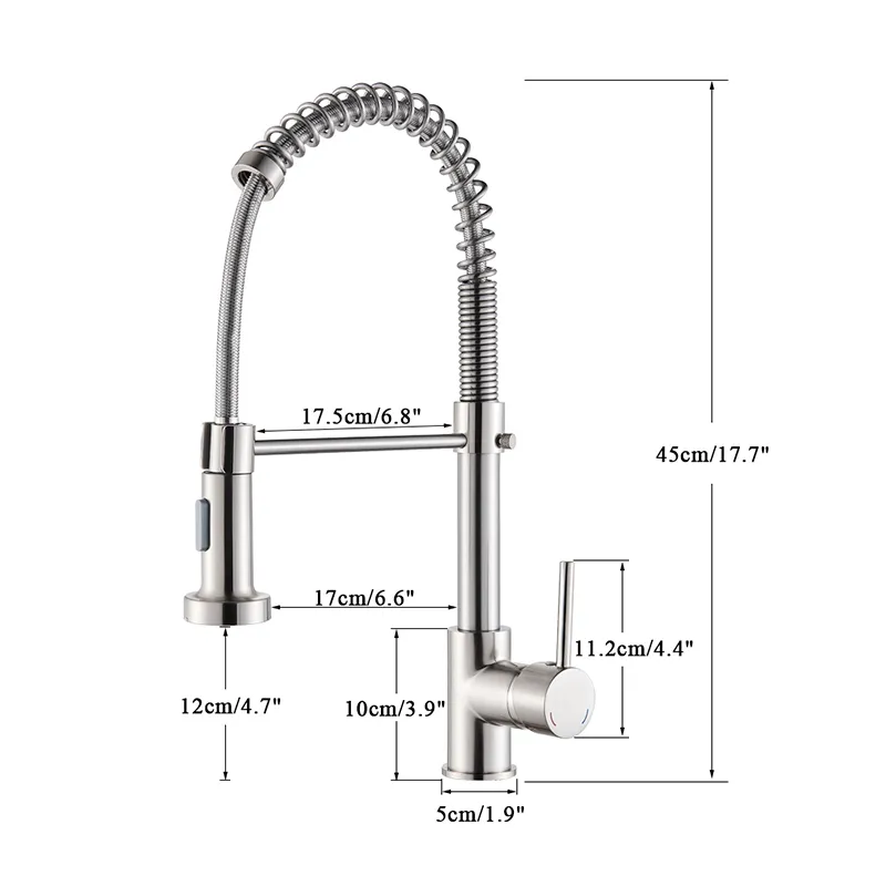 Spring Mathed Kitchen Faucet Take Down Spaceber Насадка на сопло Одноручный кран смеситель, горячая холодная нержавеющая сталь Современный T200423