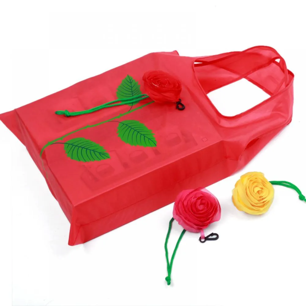 Shopping Bags ISKYBOB Chinese Style Rose Flowers Handbag Reusable Folding Bag Tote Eco Storage2598