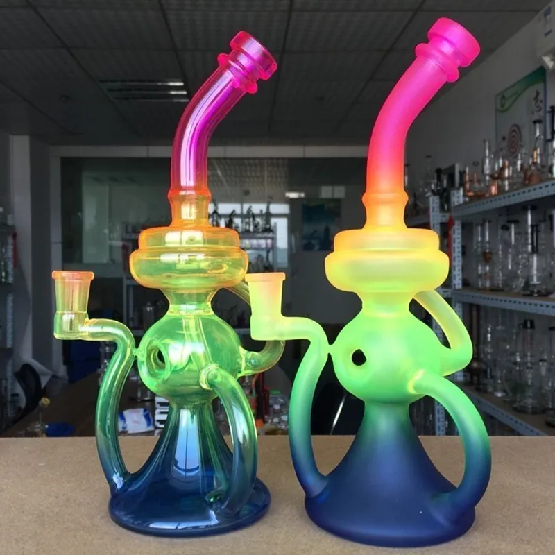 10 Inch Rasta Recycler Bong Unique Glass Water Bong For Sale Heady Glass Dab Rig With Banger Frosted Oil Rig