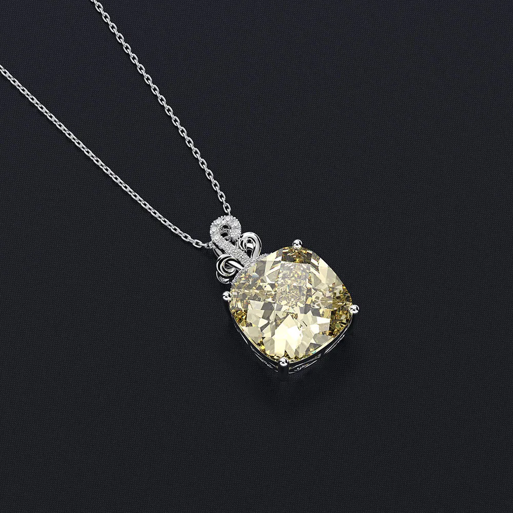 Wong Rain Romantic 100 925 Sterling Silver Created Moissanite Citrine Sapphire Gemstone Pendant Halsband Fina smycken Hela C9049883