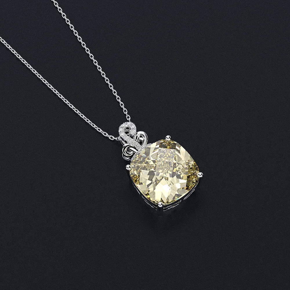 Wong Rain Romantik 100 925 Sterling Gümüş Yaratılan Moissanit Citrine Safir Taş Kolye Kolye Güzel Takılar Bütün C7766077