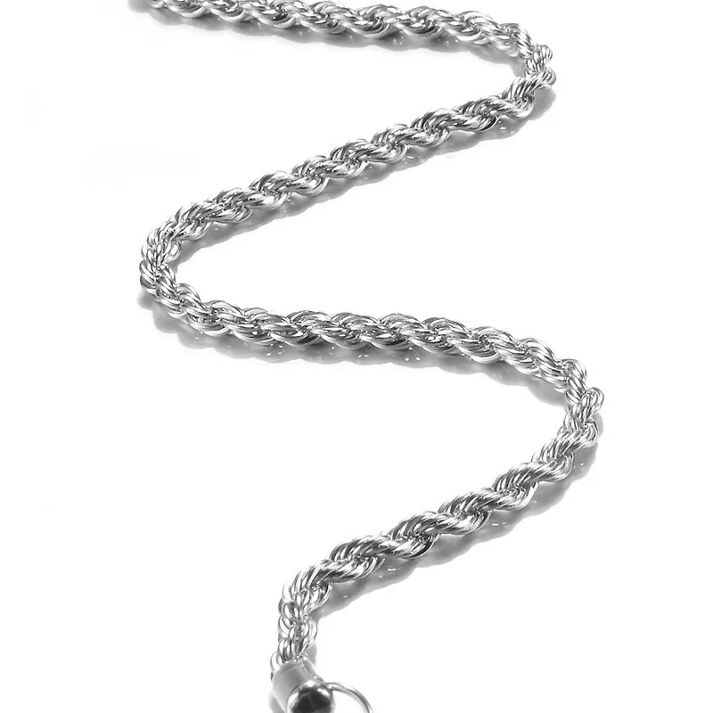 OMHXZJ Chaînes de personnalité entière mode unisexe fête cadeau de mariage argent 4MM chaîne de corde 925 collier de chaîne en argent sterling NC19657044