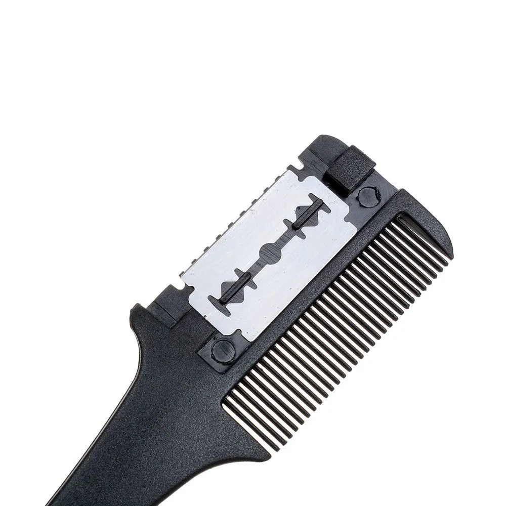 Super Hair Razor Comb Black Handle Hair Razor Cutting Thinning Comb Home DIY Trimmer Inside With