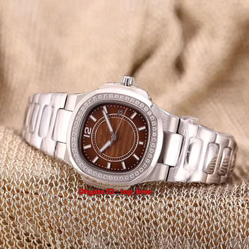 10 Style Nautilus 32mm Swiss Quartz Womens Watch 7010 1G-001 Diamond Bezel Silver Dial 316L Rostfritt stålarmband Ladies Watche277U