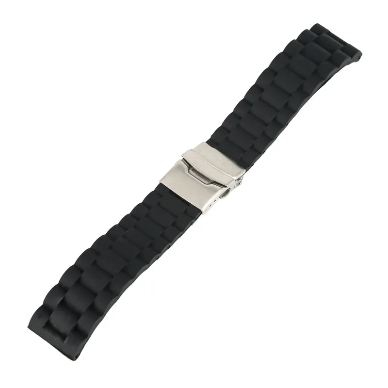 Horlogeaccessoire Zwart Blauw Siliconen Band 18 20 22 24mm Rubber Horloges Band Duiker Waterpfoof Vervanging Armband Riem Lente Bars290Z