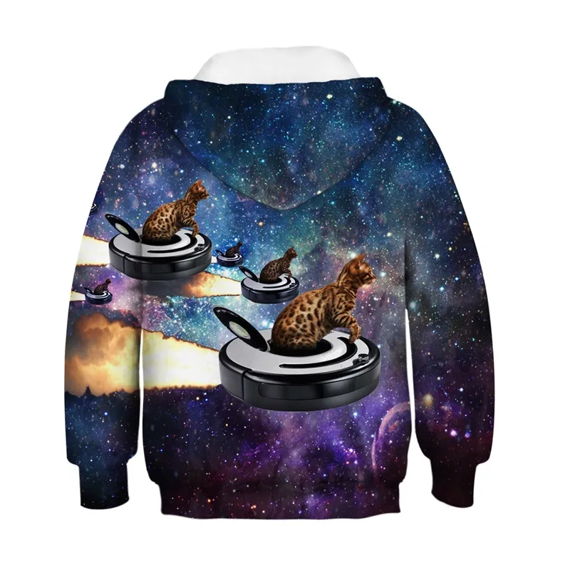 2019 New Children Universe Cloud Colorful Galaxy Space Cat Funny Design 3D Sweatshirts Kids Boys Girls Hoodies Pullover Tops1823103