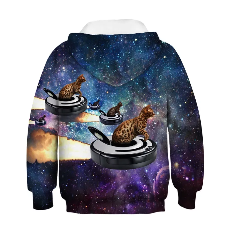 2019 Nuovi bambini Universo Nuvola colorata Galaxy Spazio Gatto Divertente Design 3D Felpe Bambini Ragazzi Ragazze Felpe con cappuccio Pullover Top6989007