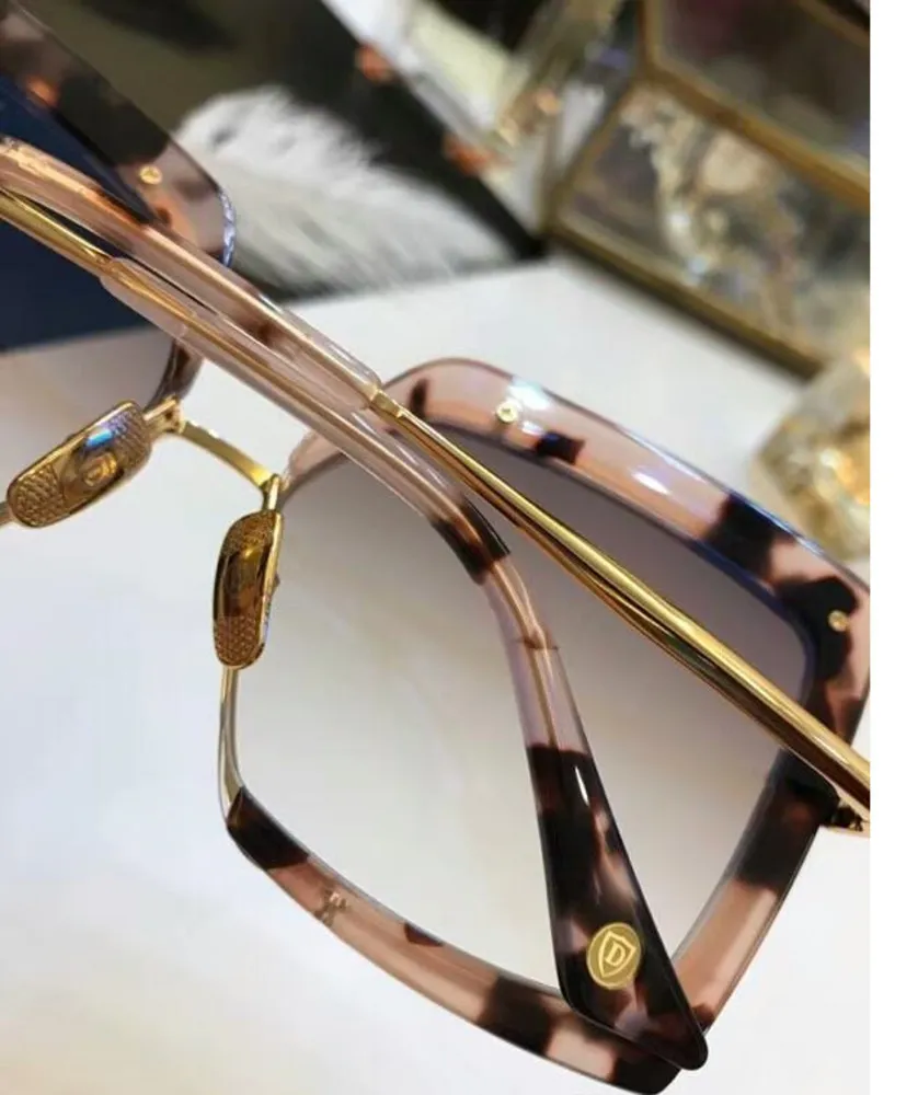 Luxary-Women Narcissus Cream Tortoise Rose Gold Dark Brown skuggade solglasögon Gafas de Sol Designer Solglasögon Vintage Glasses Nya 268s