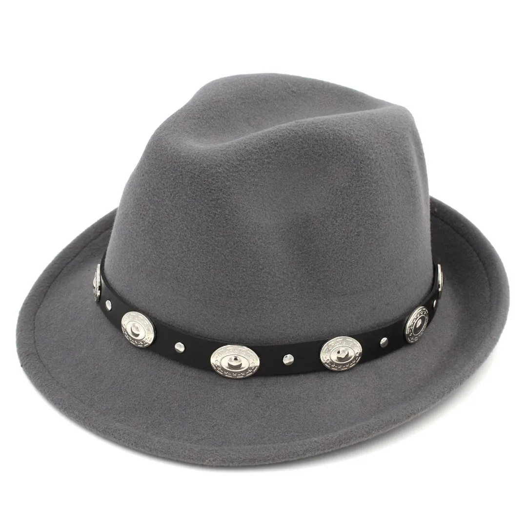Fashion Wool Blend Fedora TRILBY CAP MENINO MULHER GANGSTER Cap Hat Hat Black Leather Band7796102