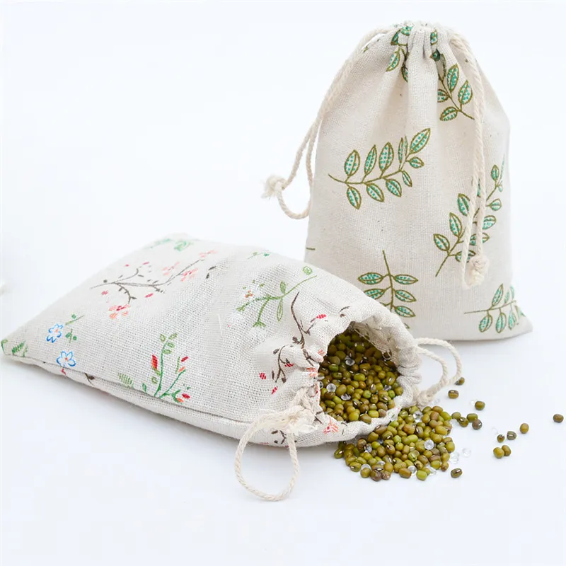 Linen Cotton Bag 10x14cm Muslin Cosmetics Gifts Jewelry Packaging Bags Cute Drawstring Gift Bag & Pouches1243U