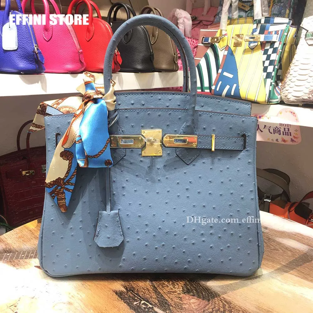 Designer Handbags Totes Bag BERKIN 2020 brand fashion luxury designer bags purses women`s Ostrich Embossed genuine leather crossbody bag