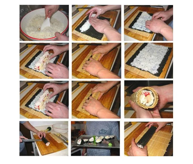 NIEUWE Collectie Sushi Set Bamboe Rolling Matten Rijst Peddels Gereedschap Keuken DIY Accessoires303p
