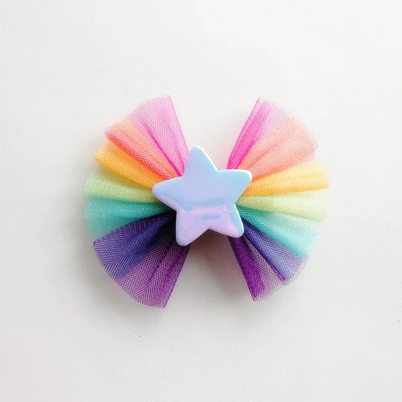 20st Ny baby Barrettes Girls Pu-Leather Stars Lover Heart Hairpins Kids Headwear Rainbow Gace Bows Hair Accessories265R