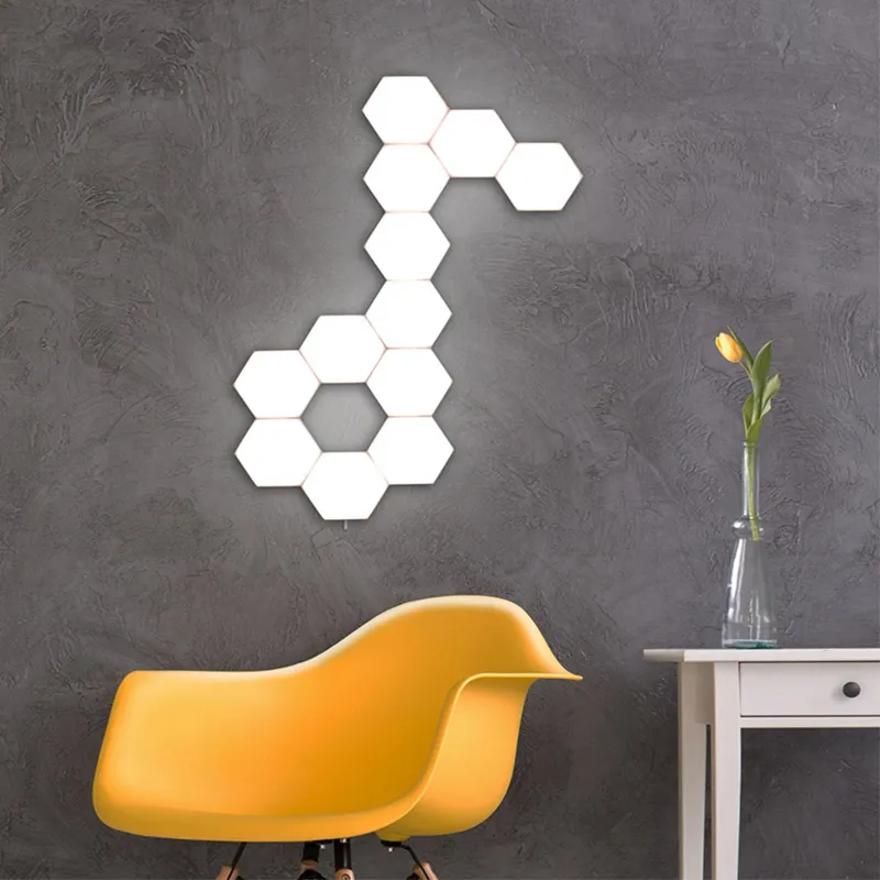 Applique murale LED hexagonale et modulaire quantique, 16 pièces, tactile, veilleuse hexagonale, décoration créative pour la maison, 3121