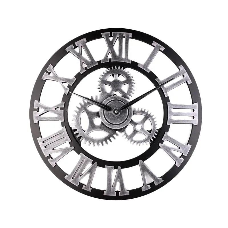Retro Industrie Getriebe Wanduhr Dekorative Hängende Uhr Römische Ziffer Wand Dekor Quarz Uhren Home Decor2555