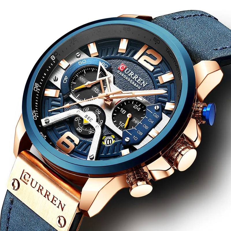 Curren Mens Watches Top Brand Brand Luxury Chronograph Men Watch Leather Waterproof Sport Watch Mas Male Clock Man Owatch T19301Q T19301Q