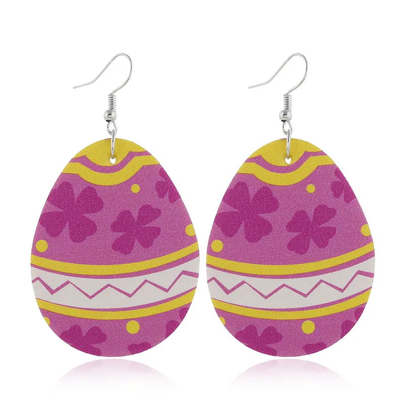 2020 nouvelles boucles d'oreilles en cuir PU forme de goutte oeuf de pâques lapin charme boucles d'oreilles mode créative femmes fille bijoux Easte1161204